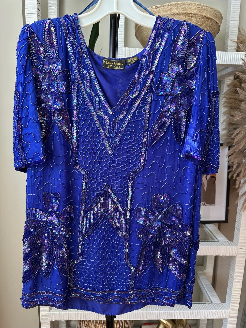 Royal Blue Beaded Evening Dress